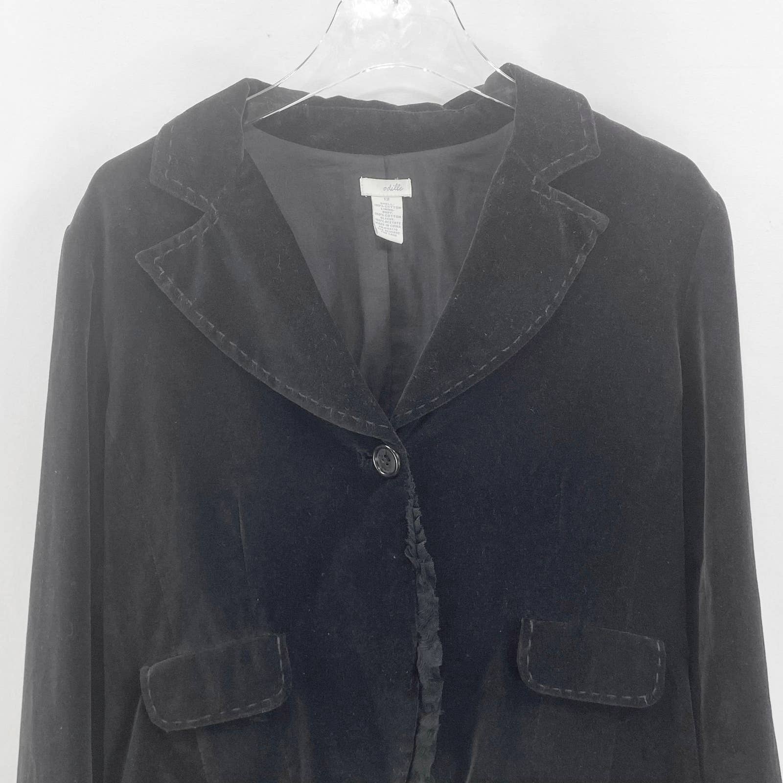 Vintage 90s Black Velvet Large Collar Jacket by Odille - Image 4