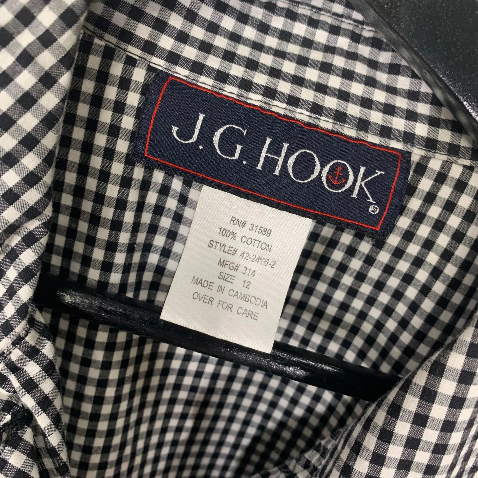 Vintage 90s Black White Gingham Checkered Button Up Long Sleeve Front Tie Large by JG Hook - Image 3