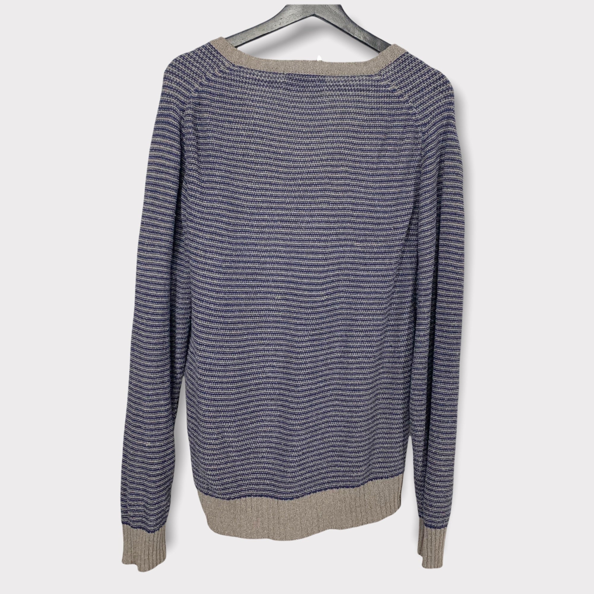 Vintage 90s Blue Gray Generra Silk Blend Stripe Sweater Large - Image 2