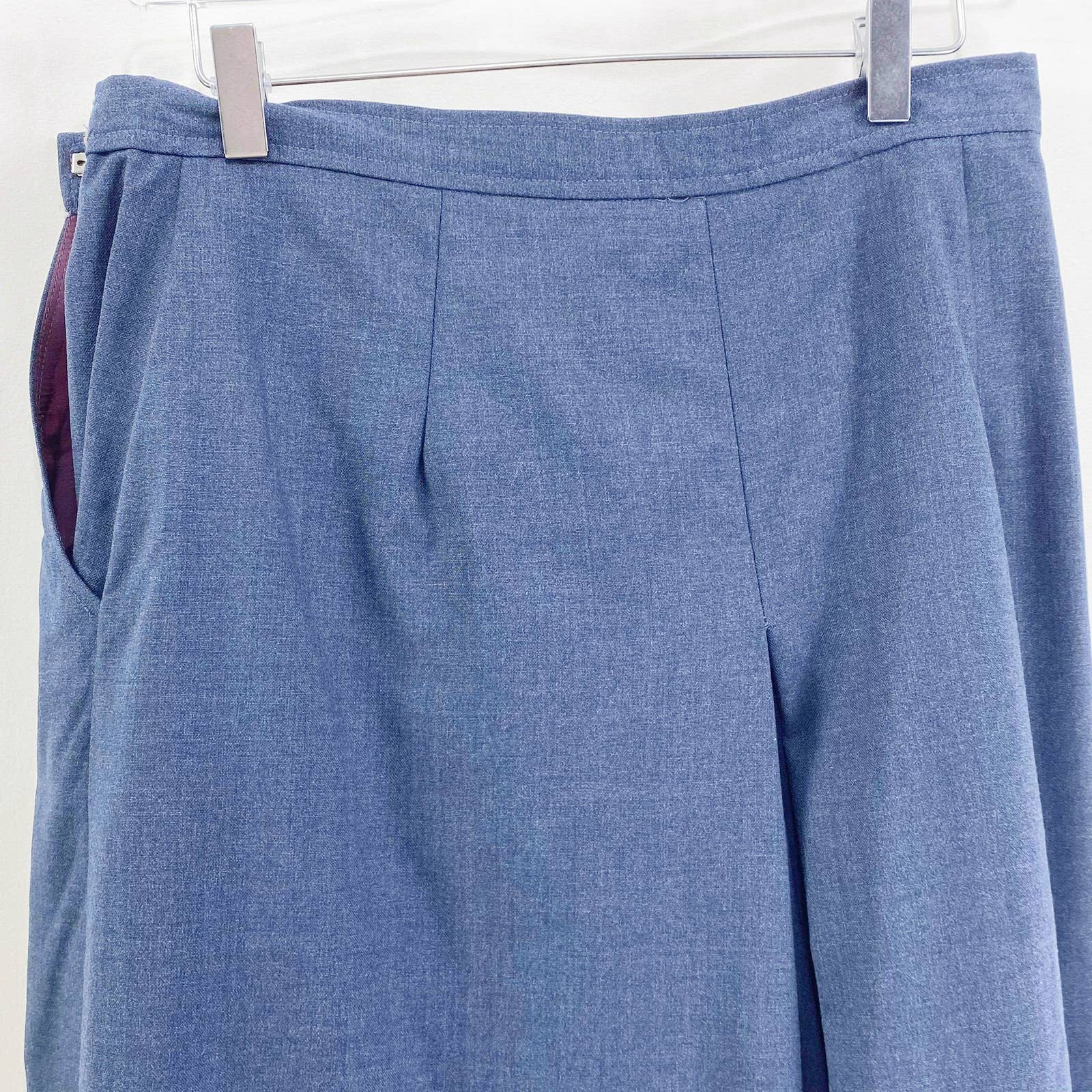 Vintage 90s Blue Pleated A-Line Midi Skirt by LL Bean - Image 6