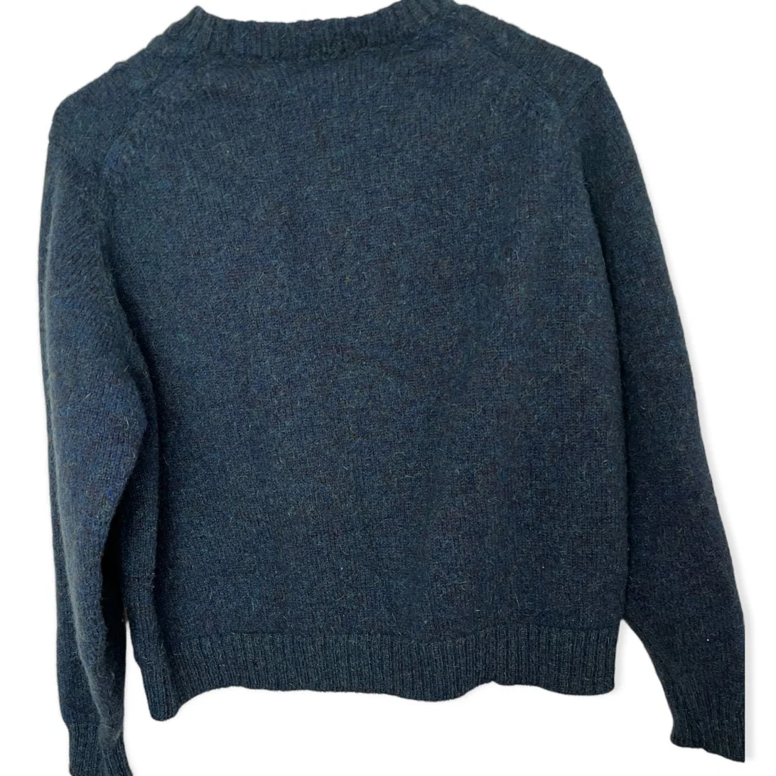 Vintage 90s Blue Wool Cardigan Sweater Preppy Fall Winter Med/large by LL Bean - Image 2