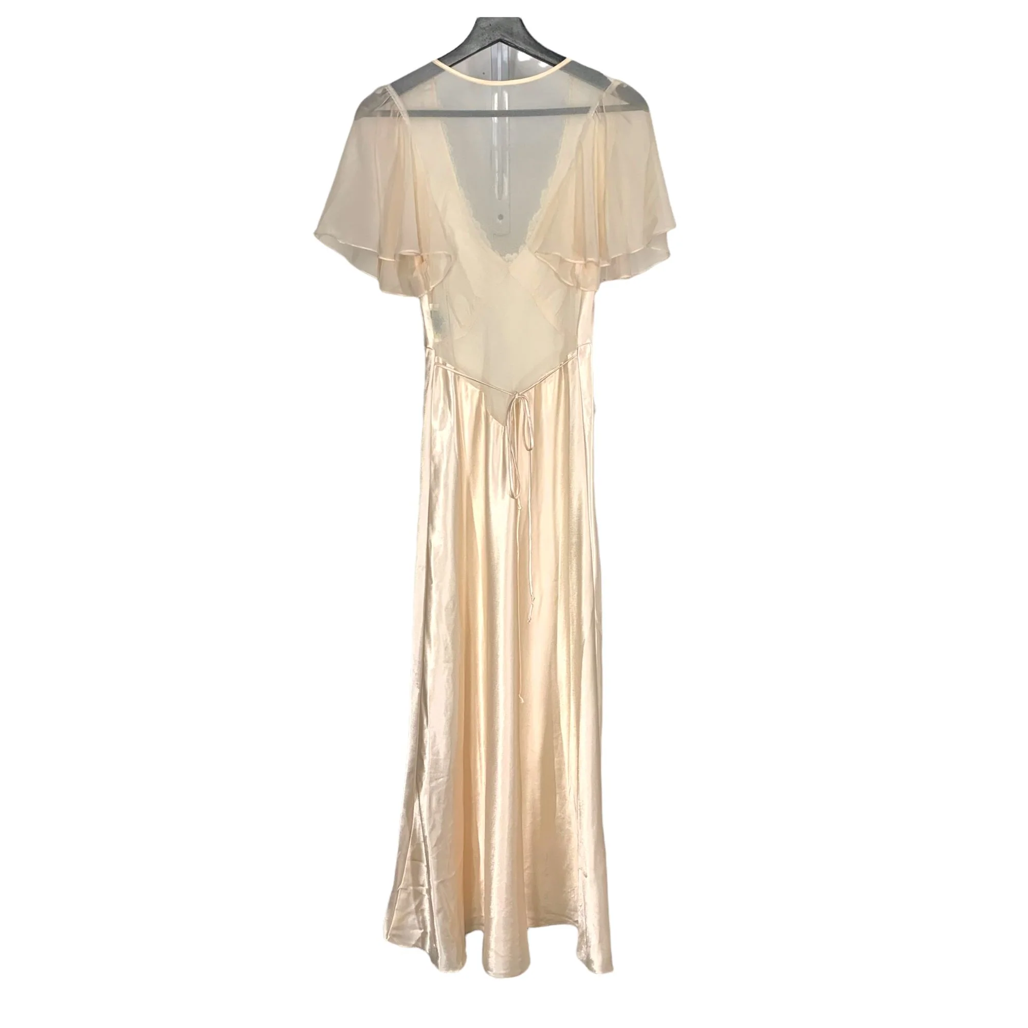 Vintage 90s Blush Pink Satin Full Length Nightgown Medium by Dentelle - Image 4