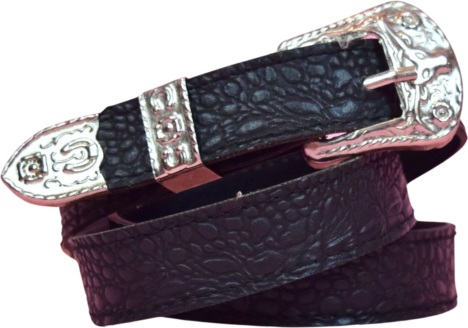 Vintage 90s Boho Black Silver Western Belt