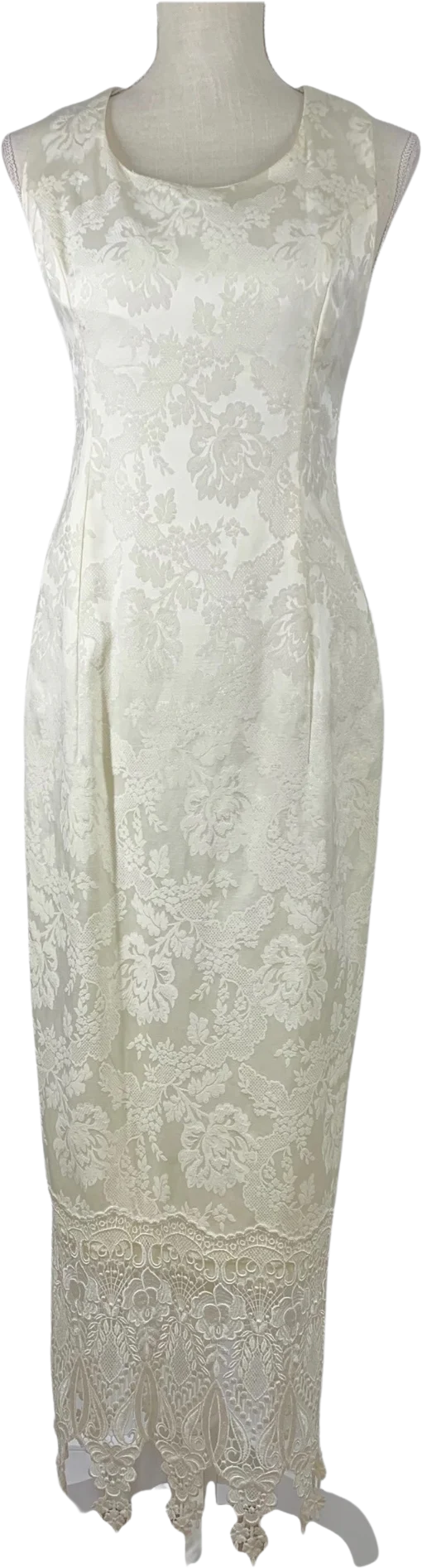 Vintage 90s Bridal Brocade Crochet Dress Medium by Jessica McClintock