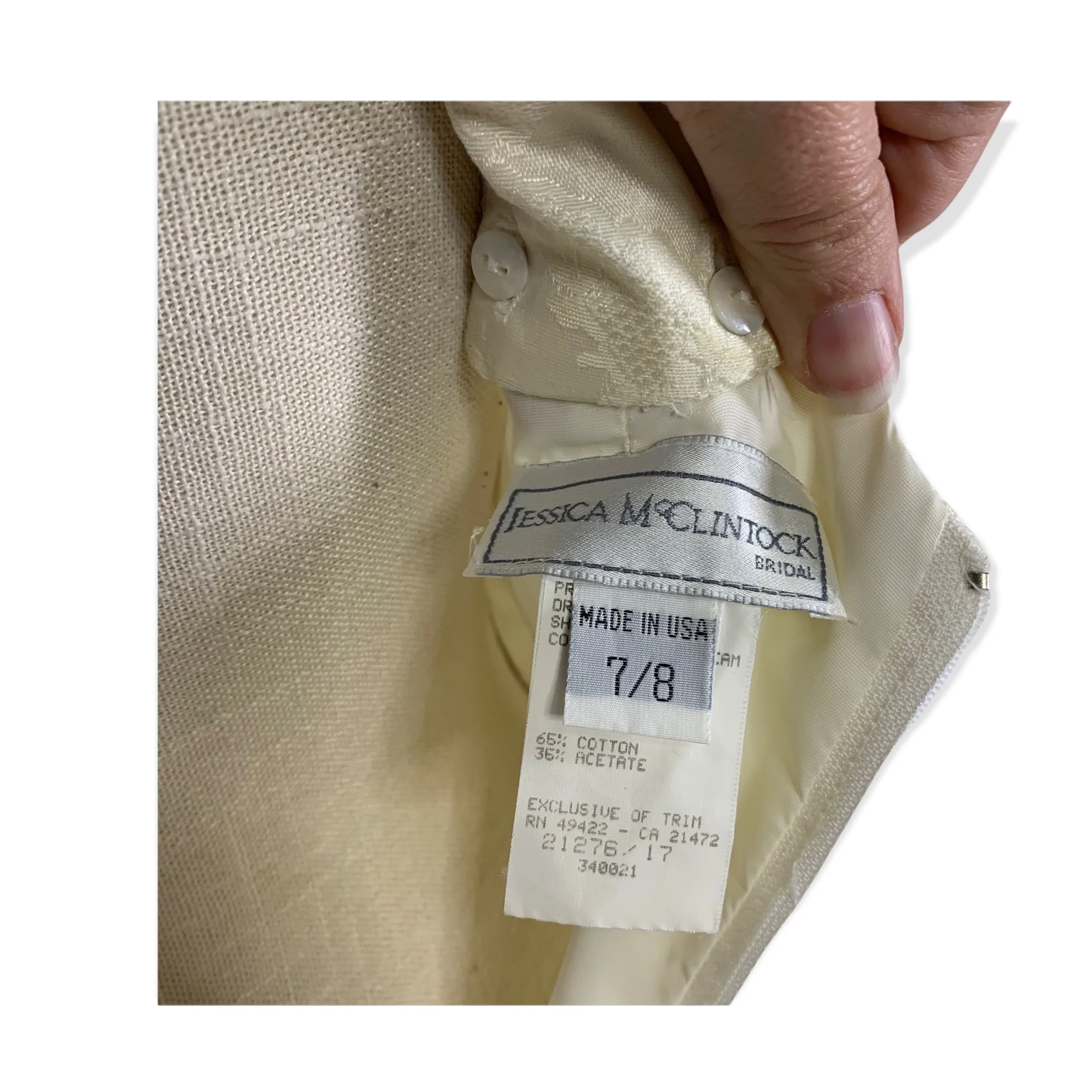 Vintage 90s Bridal Brocade Crochet Dress Medium by Jessica McClintock - Image 12