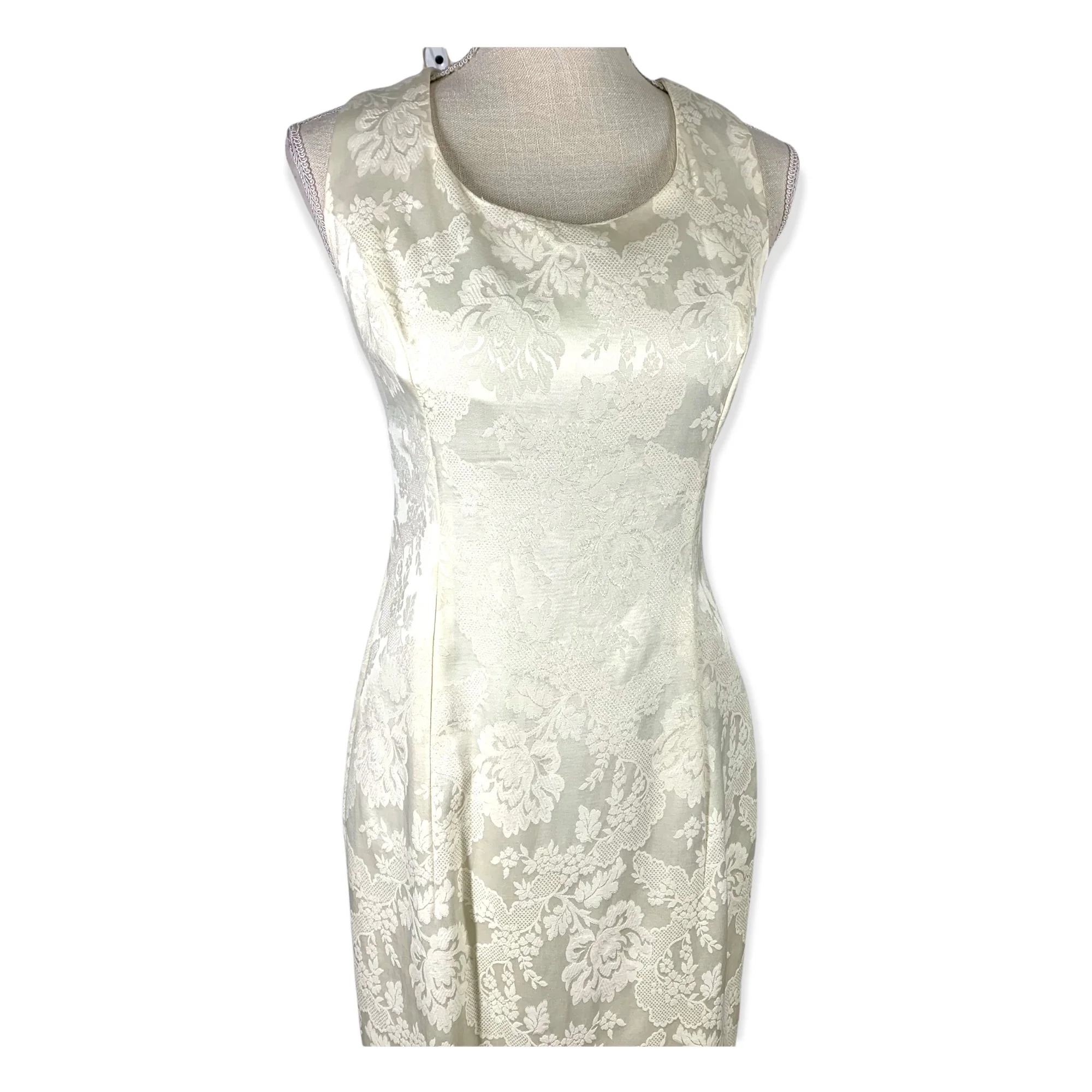 Vintage 90s Bridal Brocade Crochet Dress Medium by Jessica McClintock - Image 3