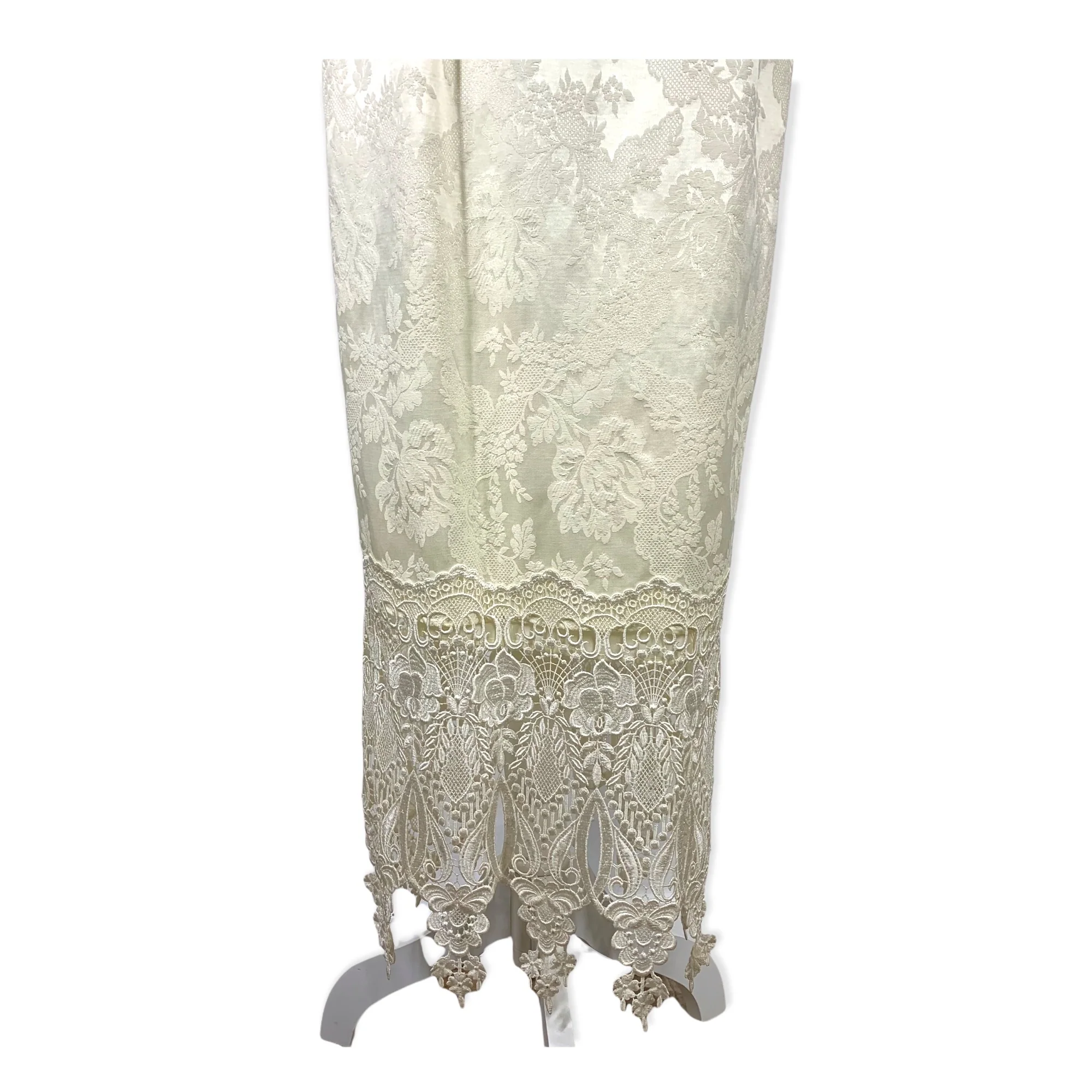 Vintage 90s Bridal Brocade Crochet Dress Medium by Jessica McClintock - Image 4