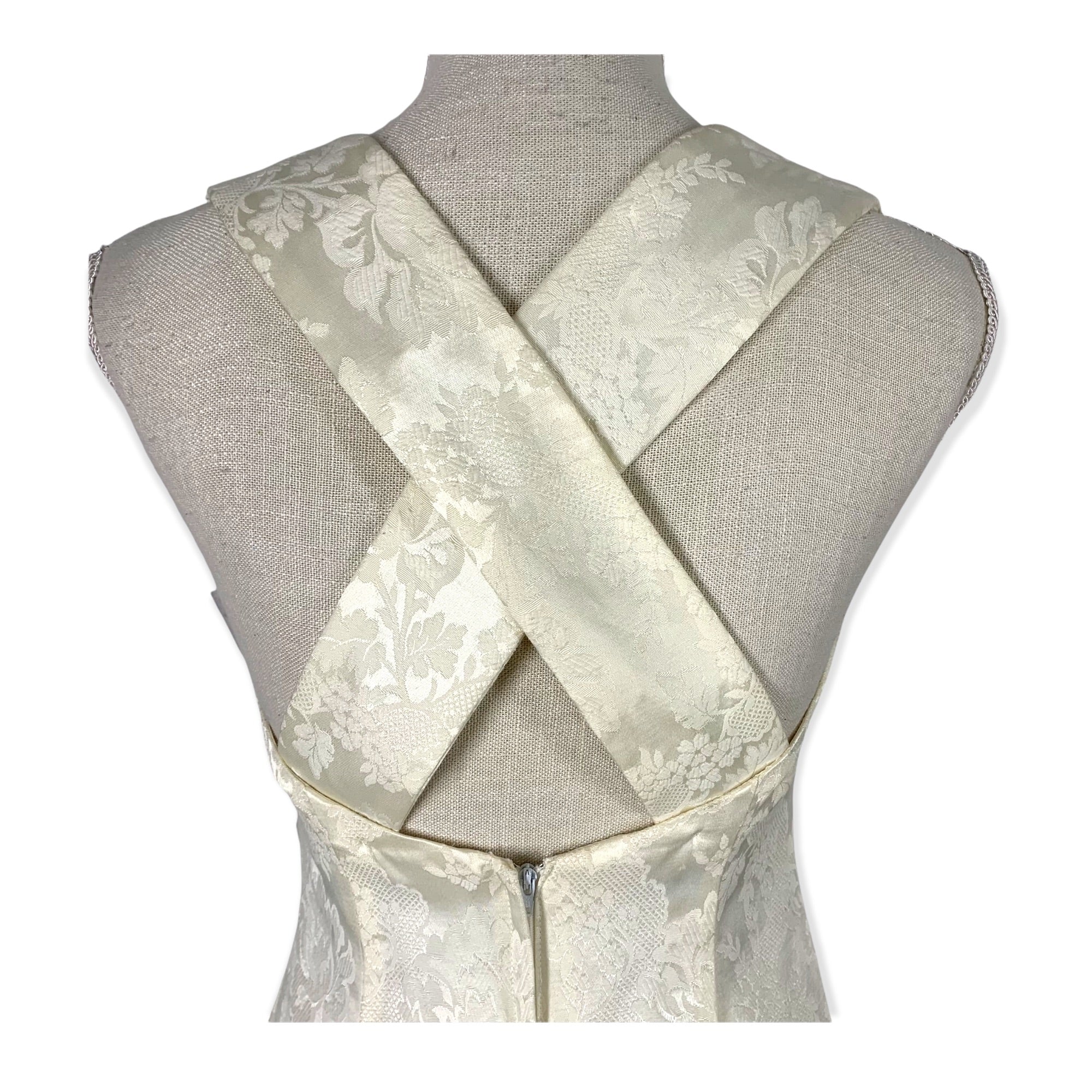 Vintage 90s Bridal Brocade Crochet Dress Medium by Jessica McClintock - Image 5