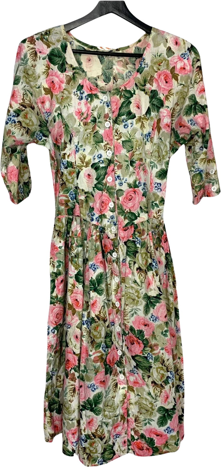 Vintage 90s Broadway Star Floral Button Up Dress Medium