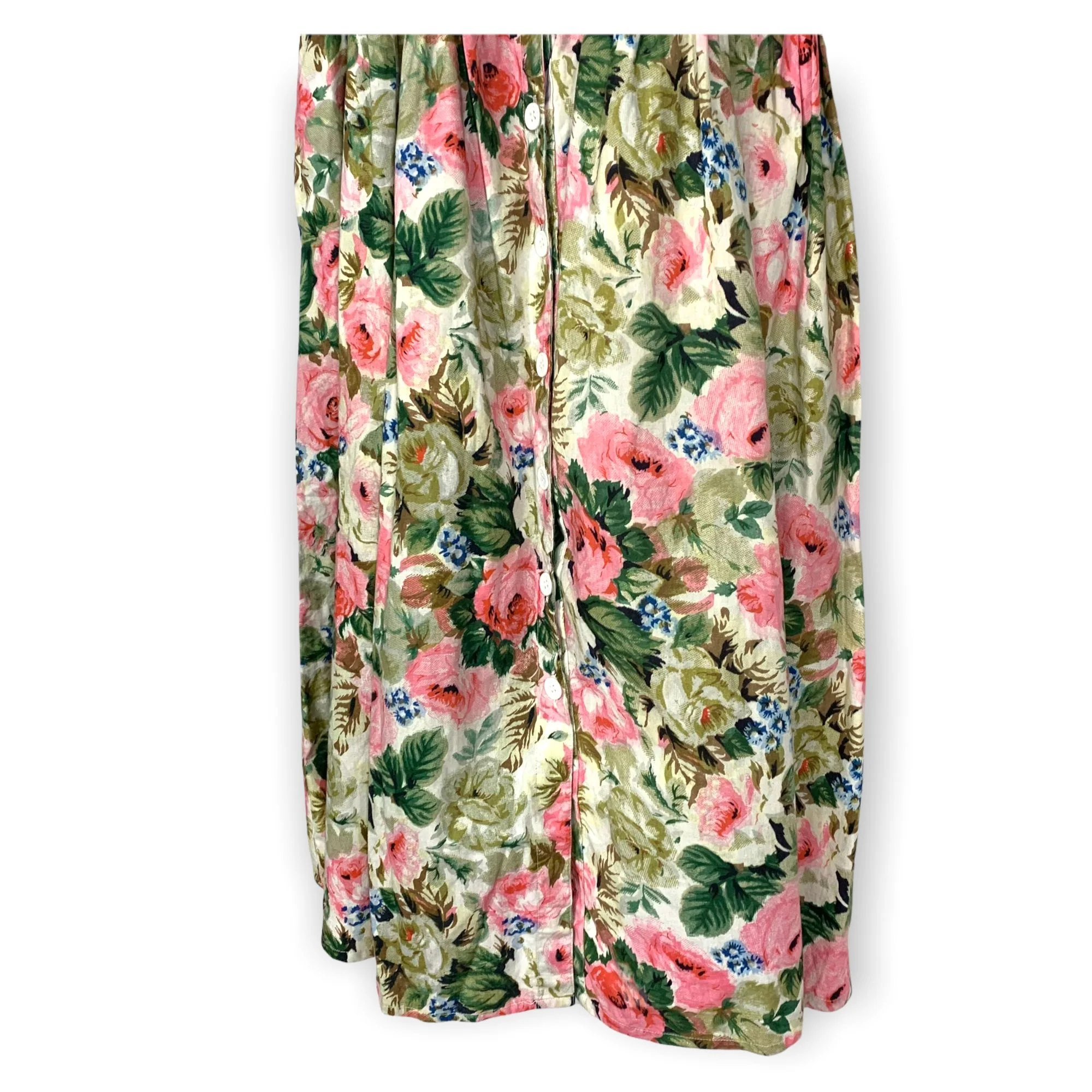 Vintage 90s Broadway Star Floral Button Up Dress Medium - Image 3