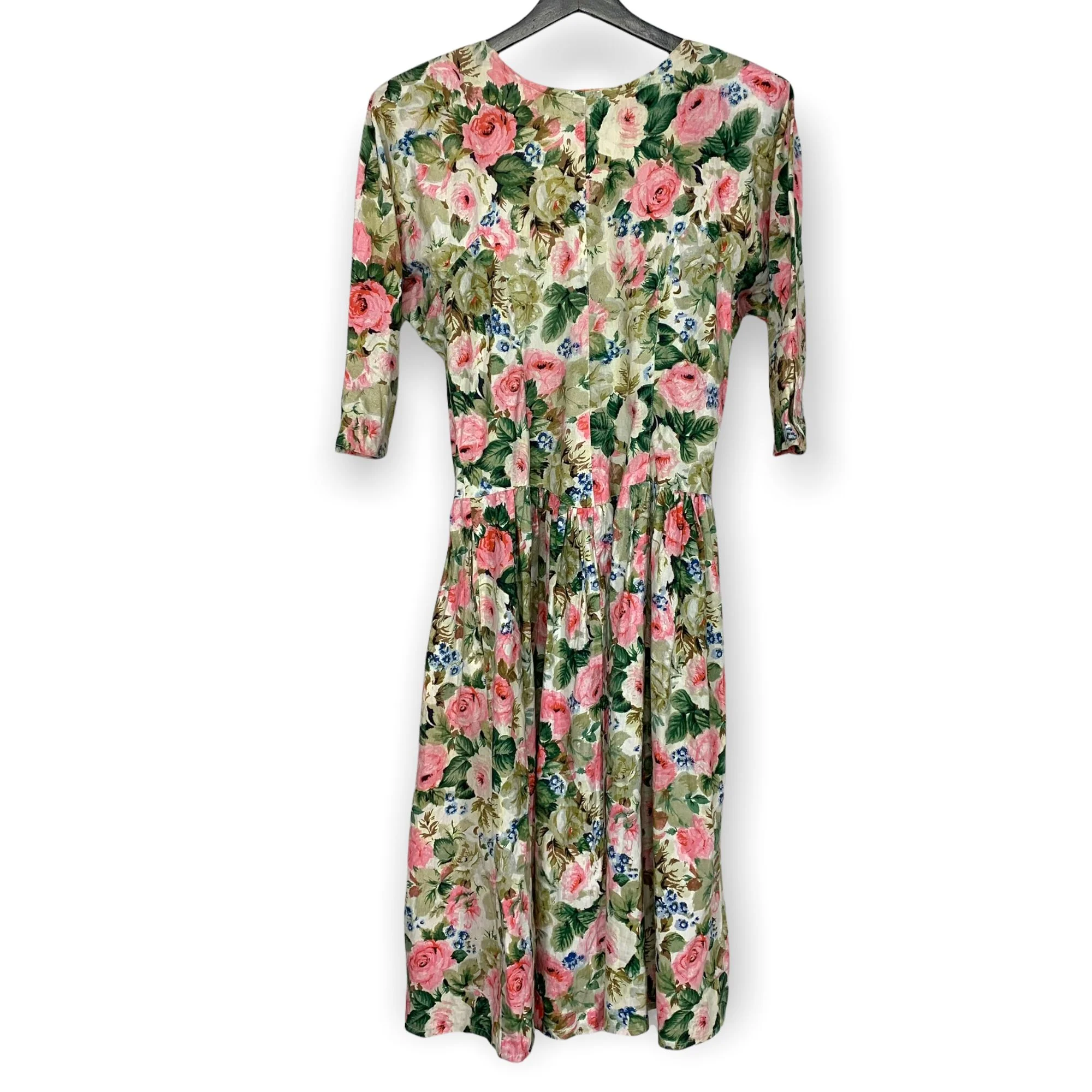Vintage 90s Broadway Star Floral Button Up Dress Medium - Image 4