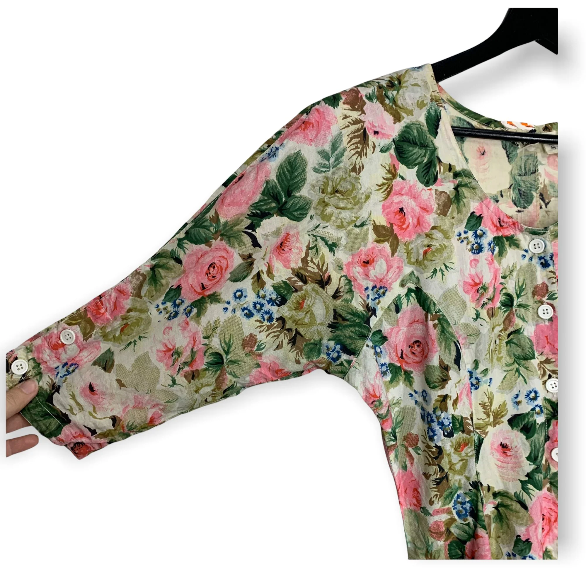 Vintage 90s Broadway Star Floral Button Up Dress Medium - Image 5