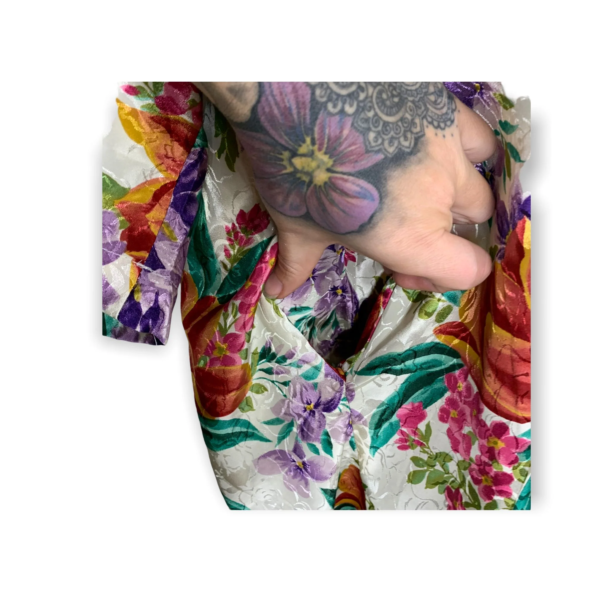 Vintage 90s Brocade Floral Negligee Set Medium by Ca Dynasty - Image 14