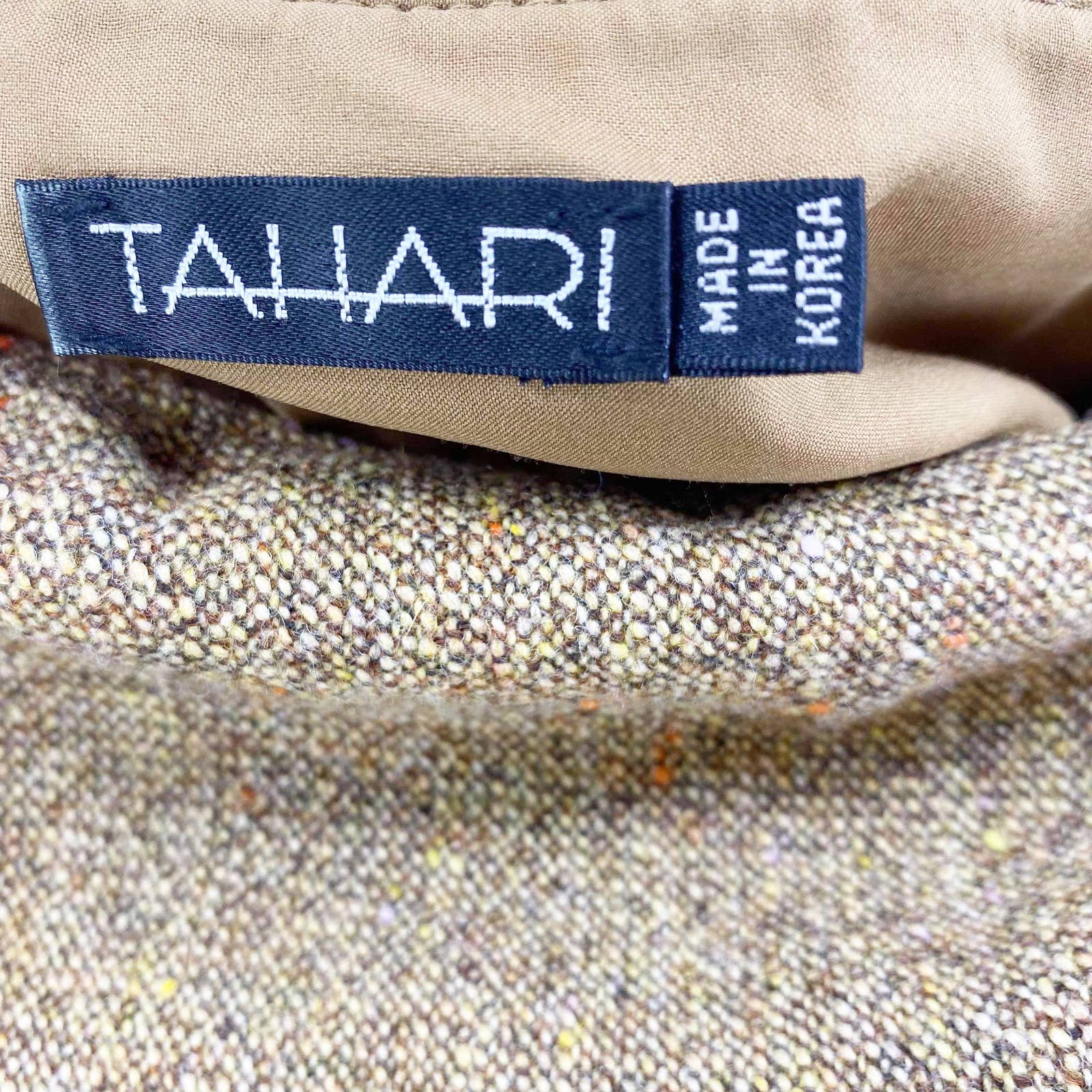 Vintage 90s Brown and Orange Wool Above Knee Skirt by Tahari - Image 3