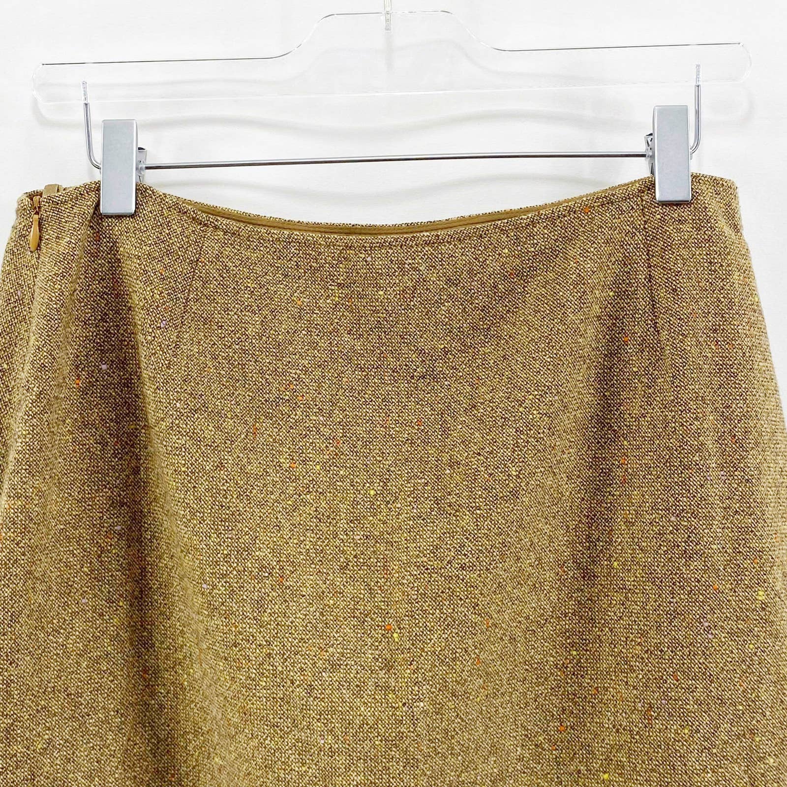 Vintage 90s Brown and Orange Wool Above Knee Skirt by Tahari - Image 7