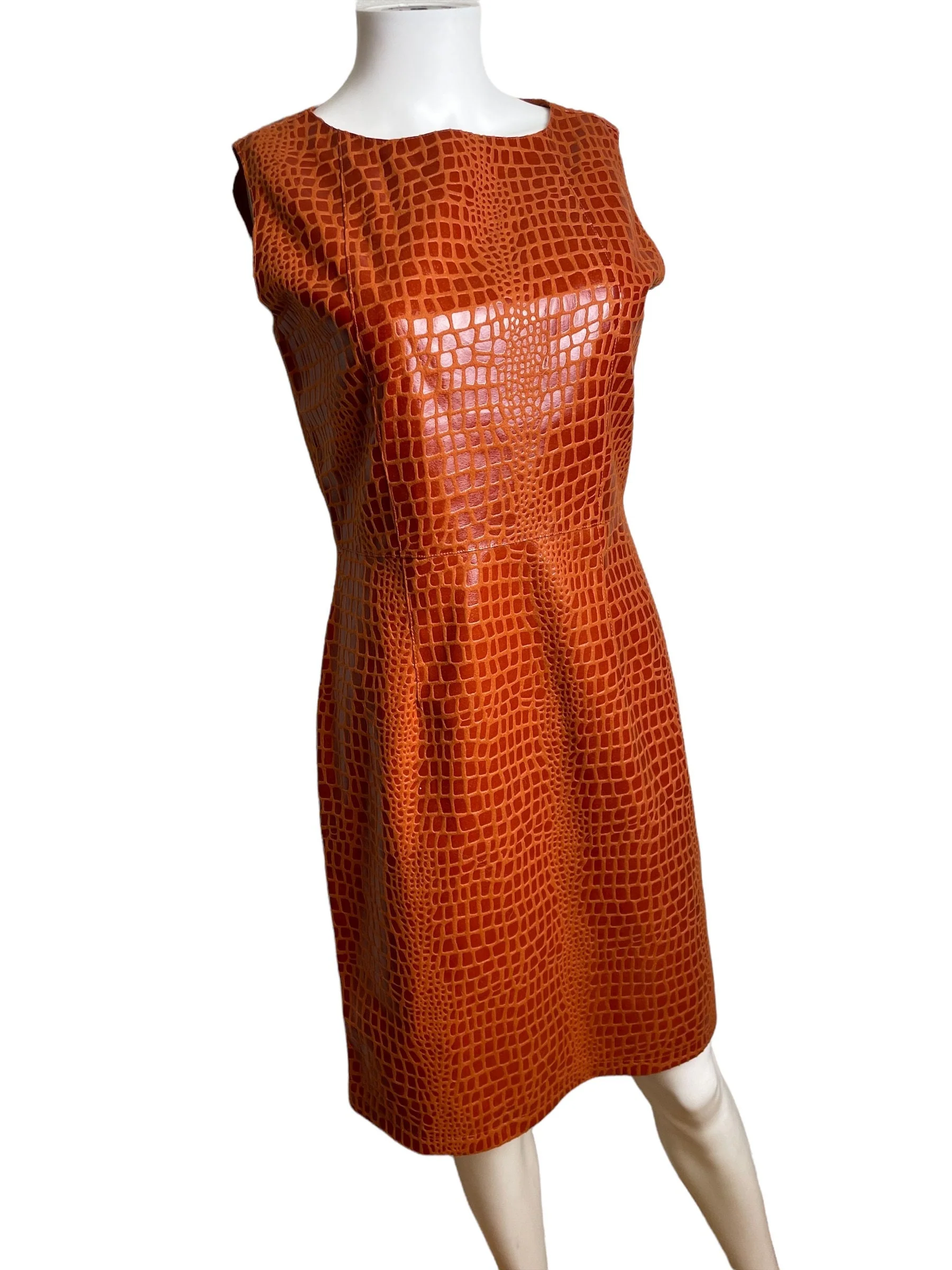 Vintage 90s Brown Faux Snakeskin Dress and Jacket Set Size Small - Image 6