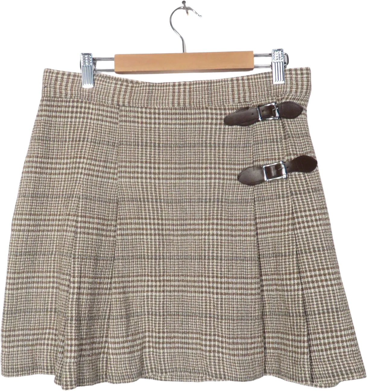 Vintage 90s Brown Plaid Pleated School Girl Mini Skirt by Christina