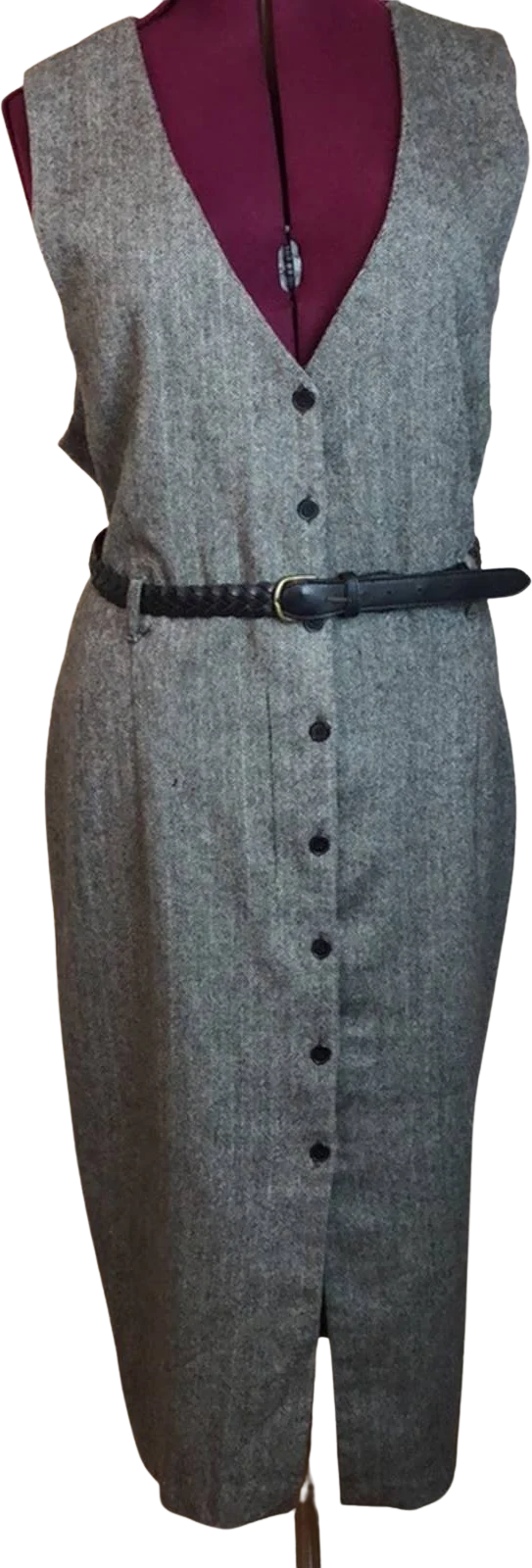 Vintage 90s Button Down Herringbone Wool Jumper by C.j.w