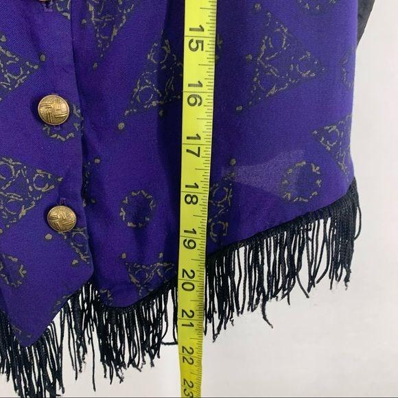 Vintage 90s Button Up Purple Fringe Vest Large by Dawn Joy - Image 10