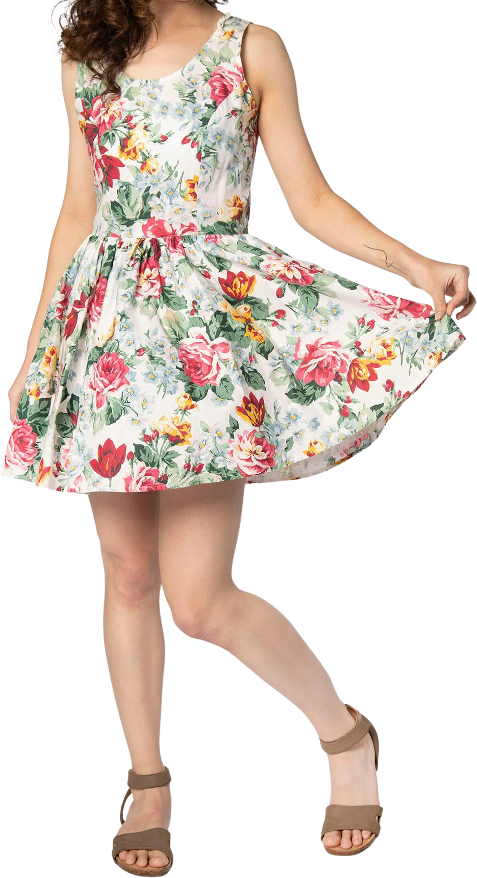 Vintage 90s Cabbage Rose Print Mini Dress Pink and Mint Green Floral Print with Tulle Petticoat Skirt by Accomplice By Wet Seal
