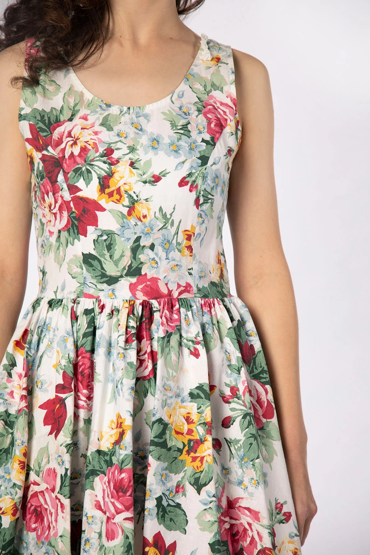 Vintage 90s Cabbage Rose Print Mini Dress Pink and Mint Green Floral Print with Tulle Petticoat Skirt by Accomplice By Wet Seal - Image 7