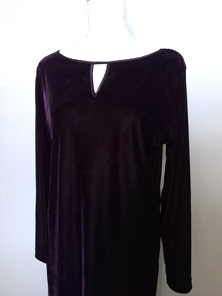 90s Purple Velvet Long Sleeve Night Gown By California Dynasty - Image 2