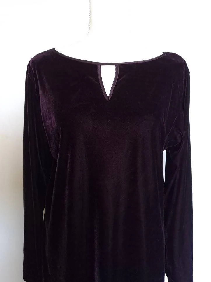 90s Purple Velvet Long Sleeve Night Gown By California Dynasty - Image 3