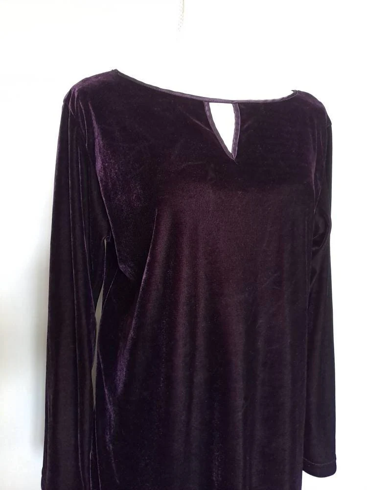 90s Purple Velvet Long Sleeve Night Gown By California Dynasty - Image 4