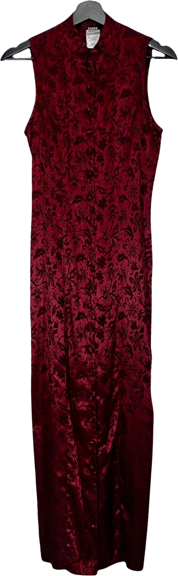 Vintage 90s Cheongsam Satin Full Length Dress Medium by Knapp Studio