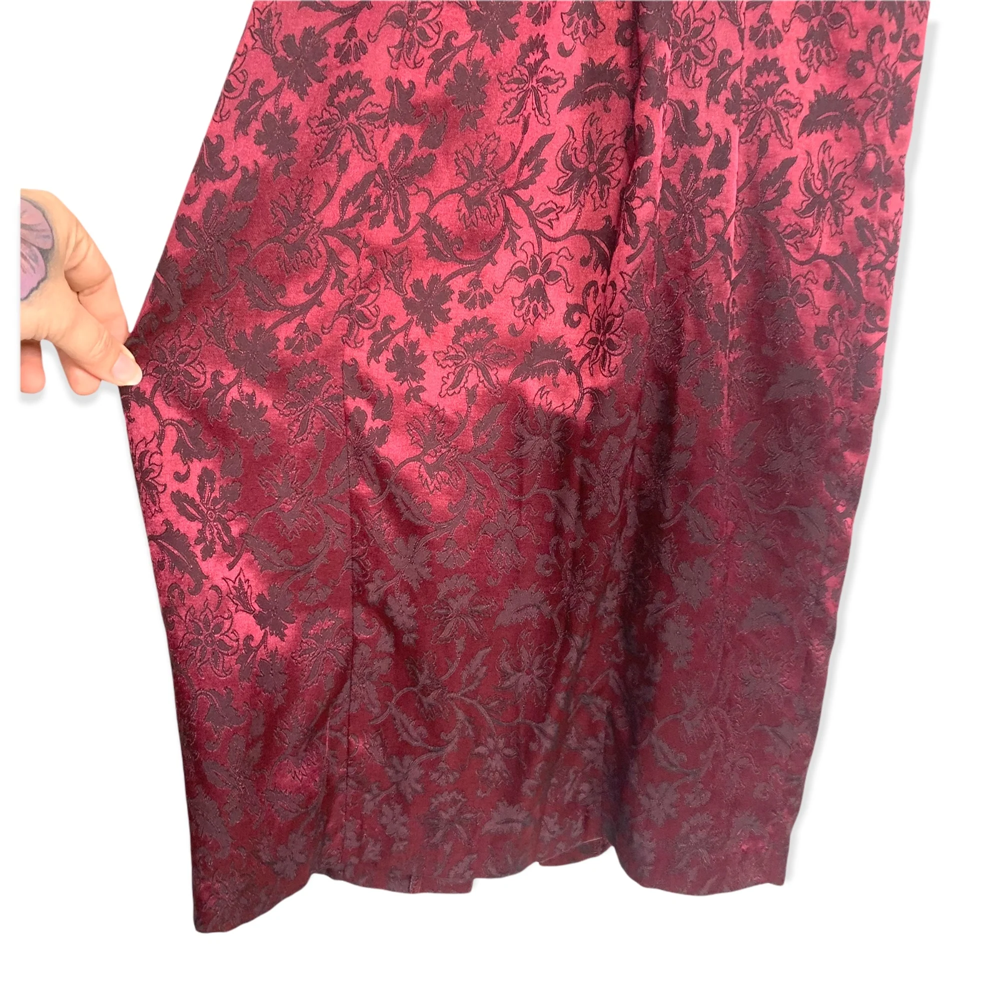 Vintage 90s Cheongsam Satin Full Length Dress Medium by Knapp Studio - Image 7