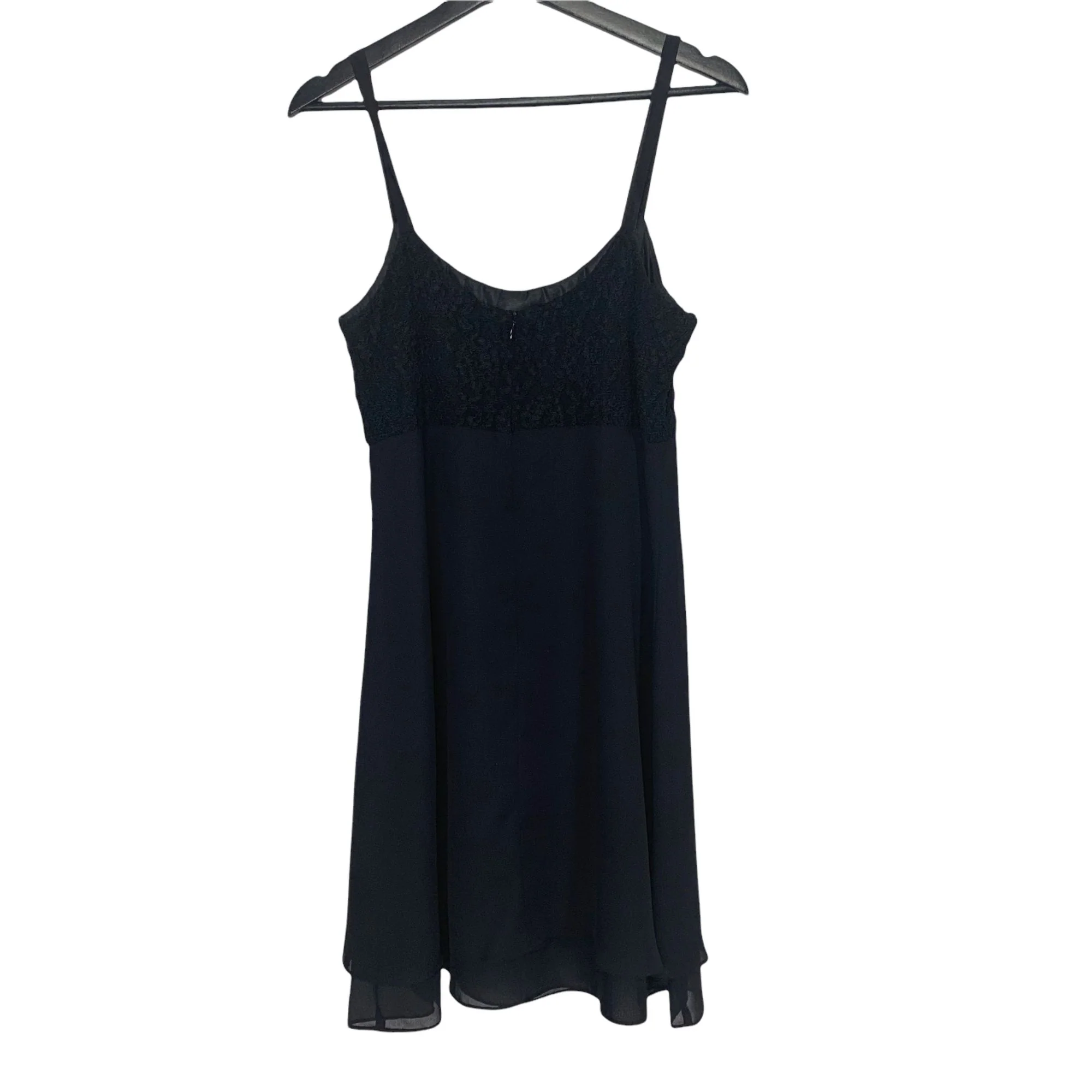 Vintage 90s Chiffon Embroidered Lace Fit Flare Slip Dress Medium by Caren Desiree Company - Image 2