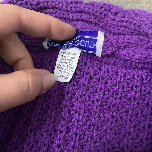 Vintage 90s Cotton Knit Cropped Sweater Large by Park Ave South - Image 7