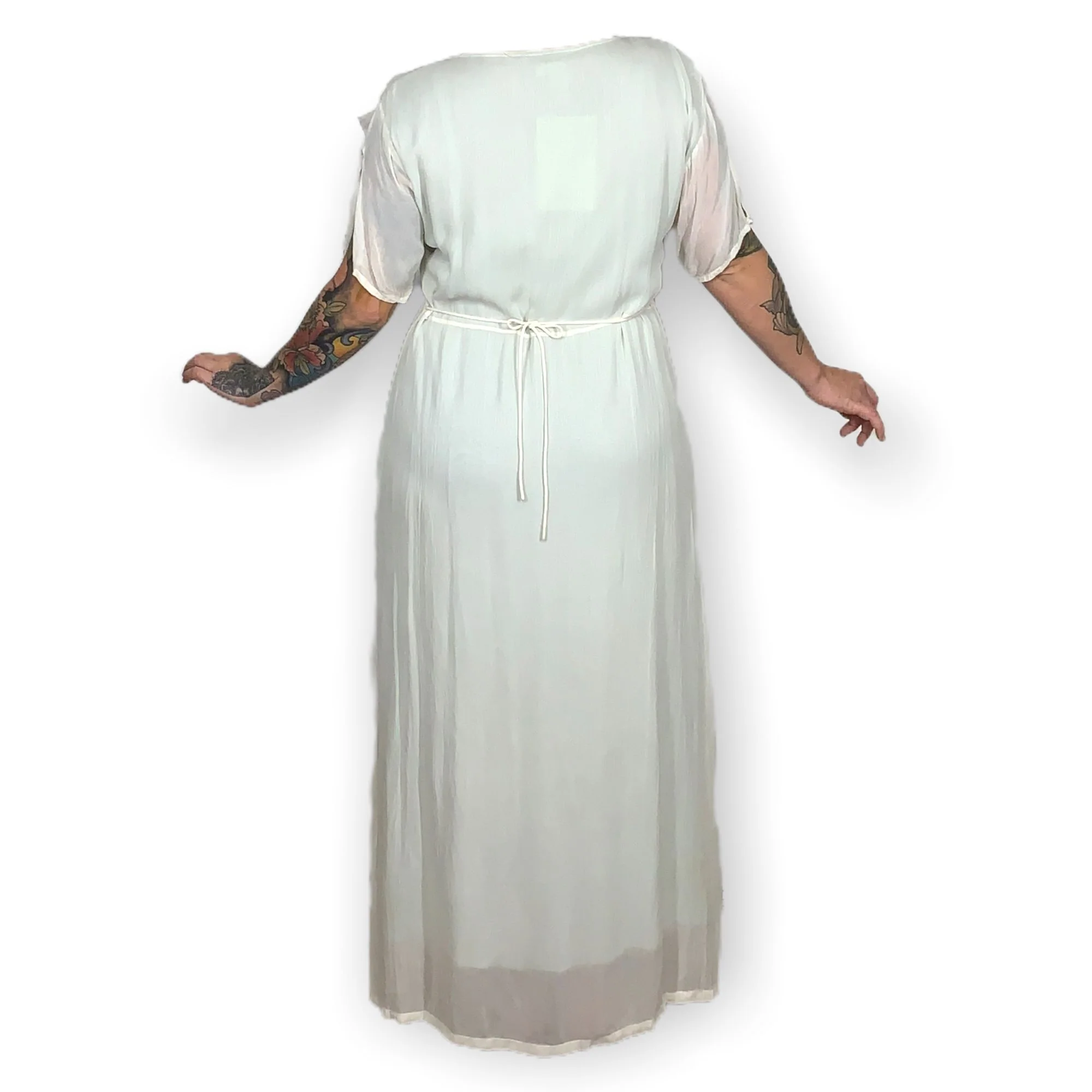 Vintage 90s Crepe Layered Full Length Dress Large by Papillon - Image 2