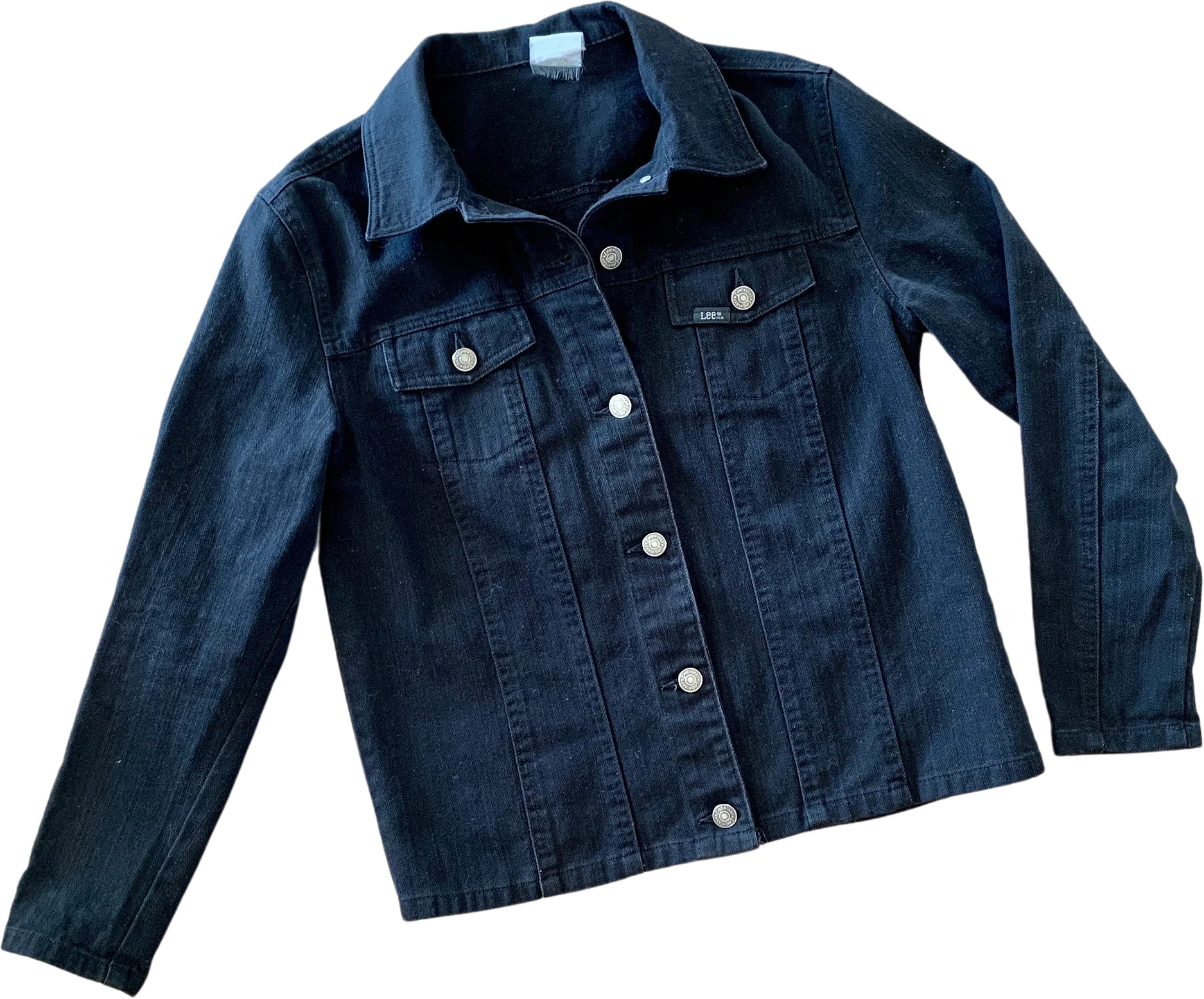 Vintage 90s Dark Black Slim Fit Jean Jacket Sz S by Lee