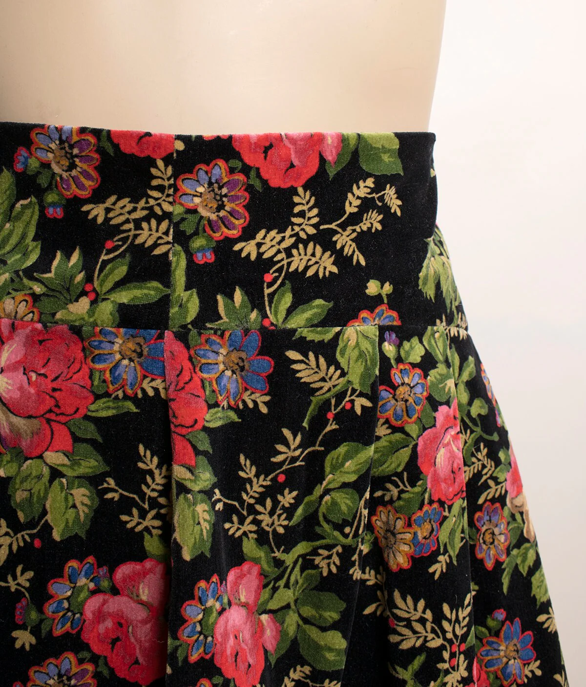 Vintage 90s Dark Floral Rose Velvet Maxi Skirt Medium 30" Waist - Image 6