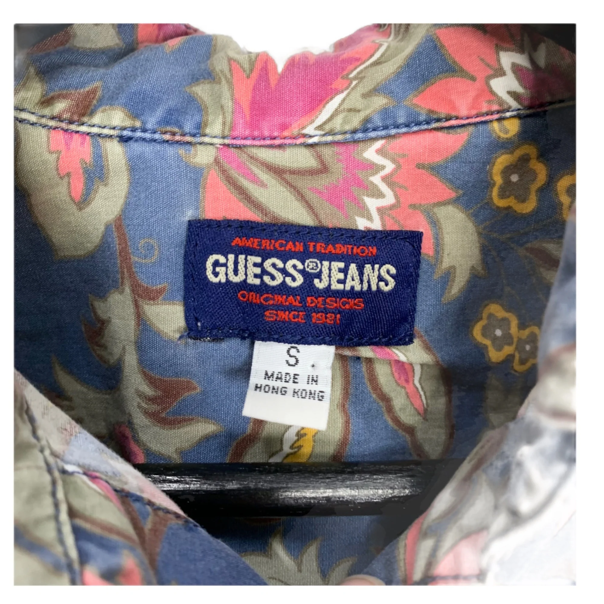 Vintage 90s Denim Floral Button Up Top 100% Cotton S Small by Guess Jeans Usa - Image 3