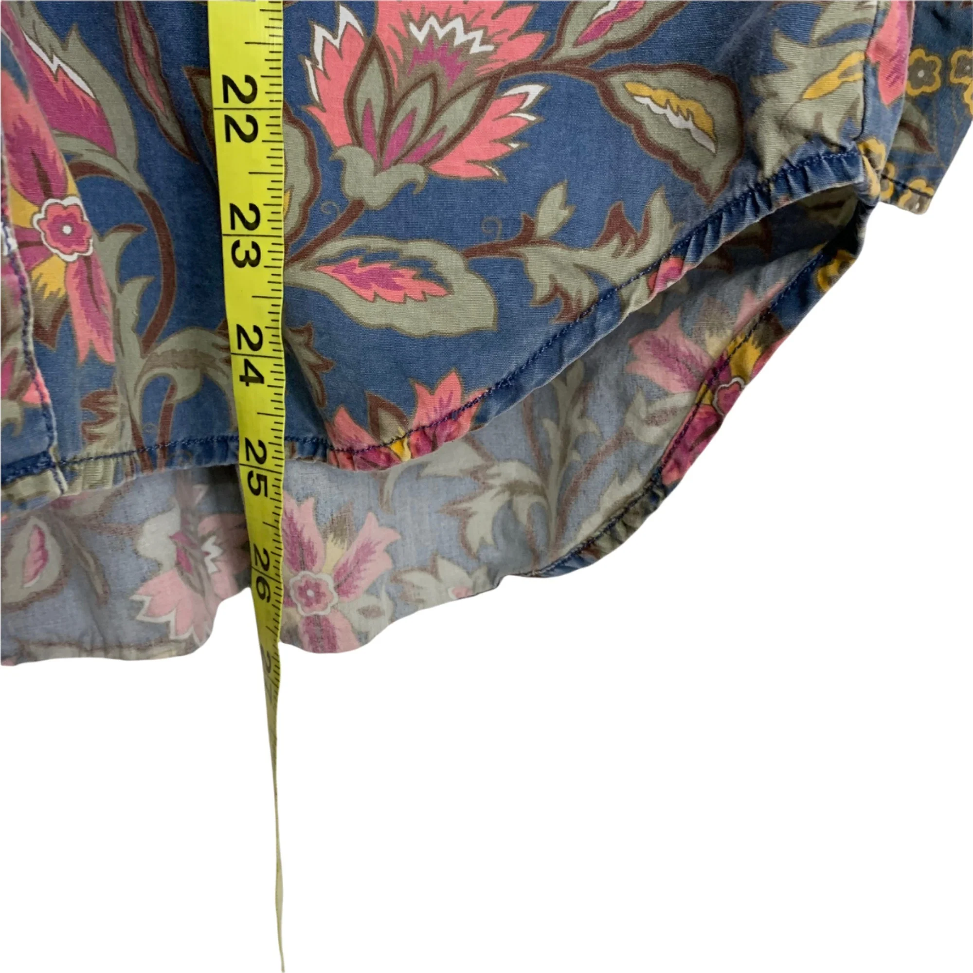 Vintage 90s Denim Floral Button Up Top 100% Cotton S Small by Guess Jeans Usa - Image 5