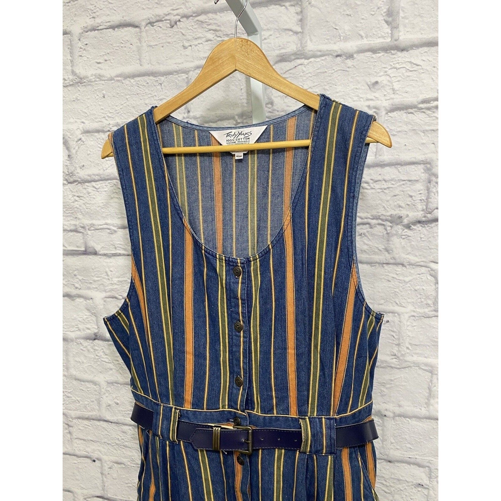 Vintage 90s Denim Romper Dress Sleeveless by Truly Yours - Image 3