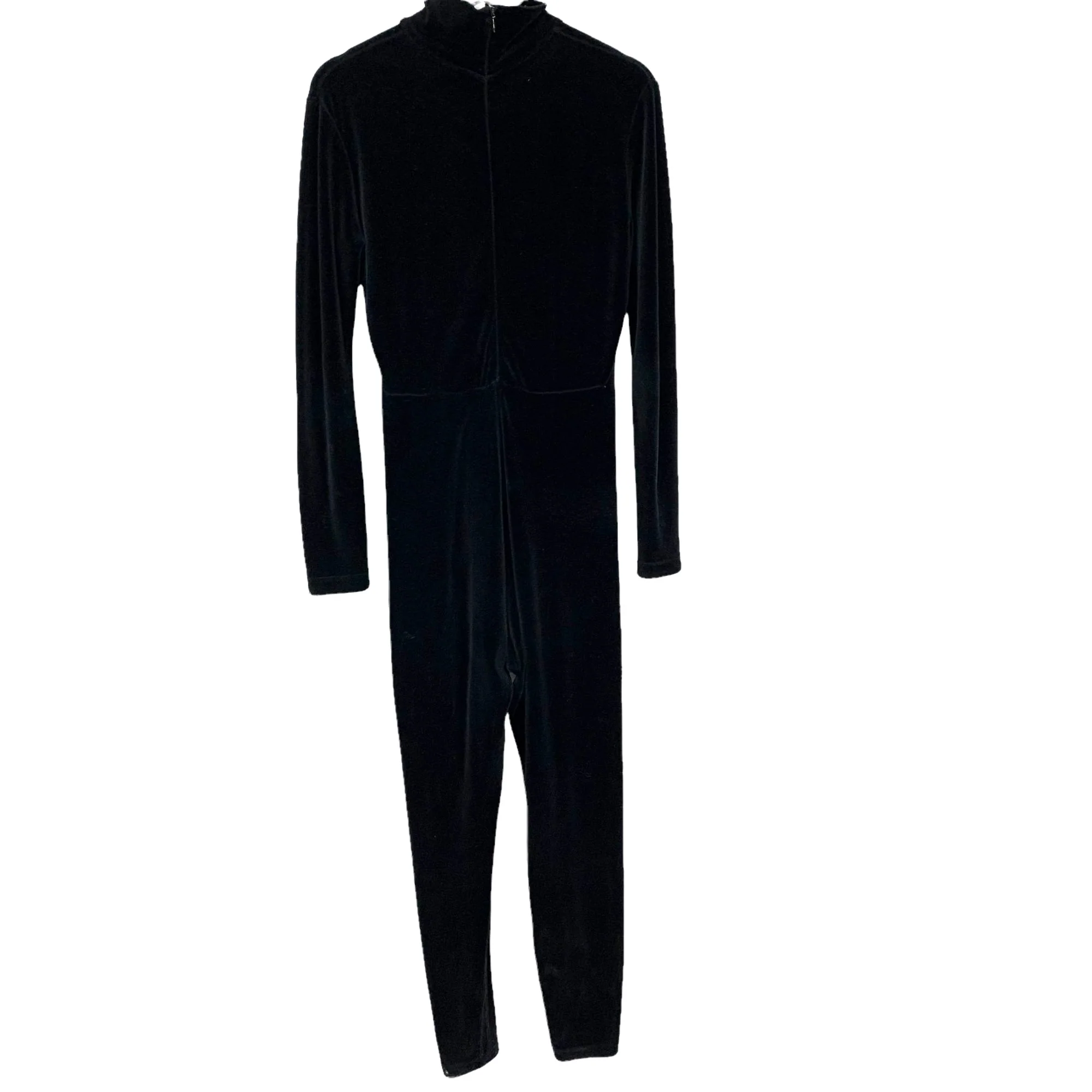 Vintage 90s Dkny Black Velvet Mock Neck Long Sleeve Jumpsuit by Dkny - Image 4