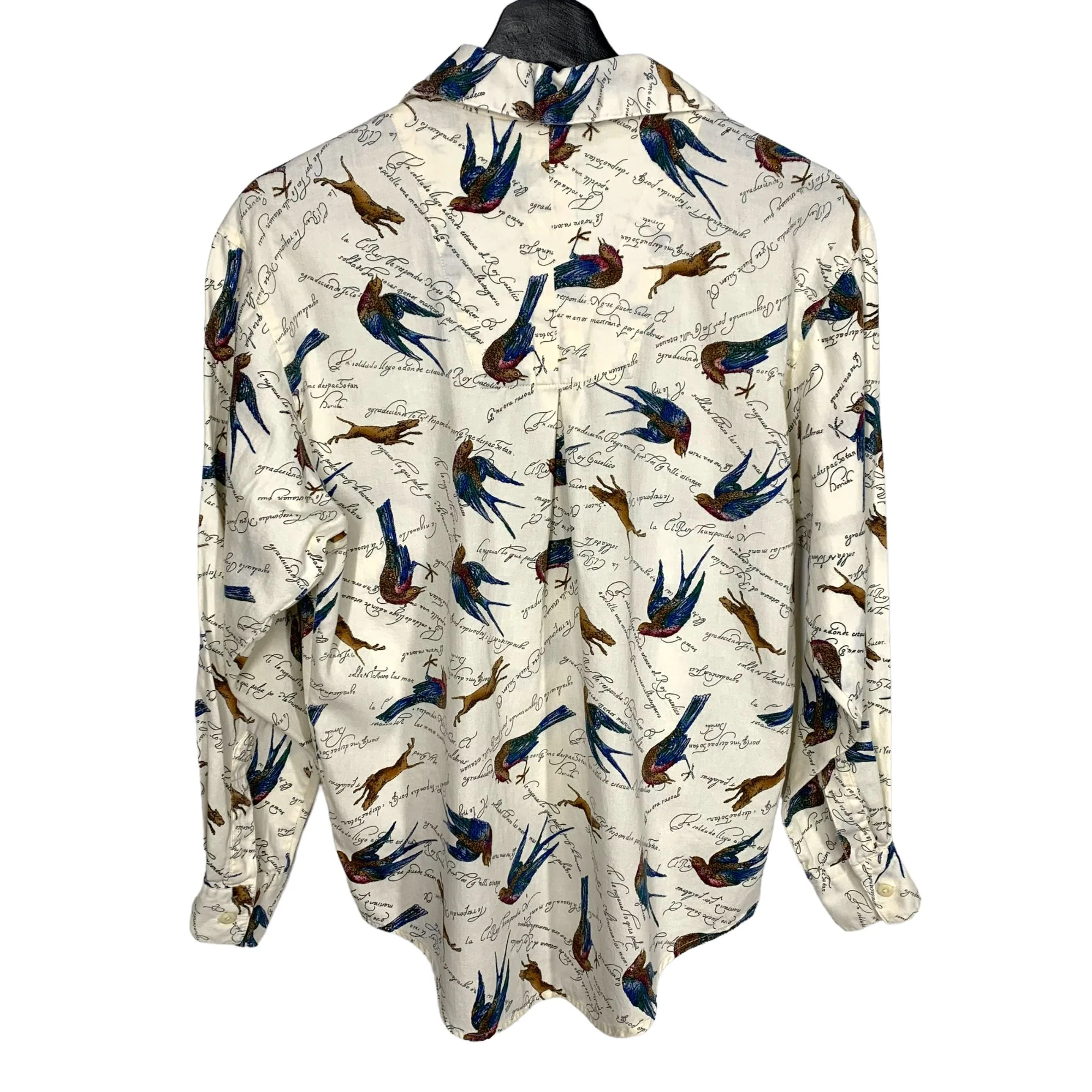 Vintage 90s Dockers Cream Bird Dog Print Long Sleeve Button Up Top by Dockers - Image 2