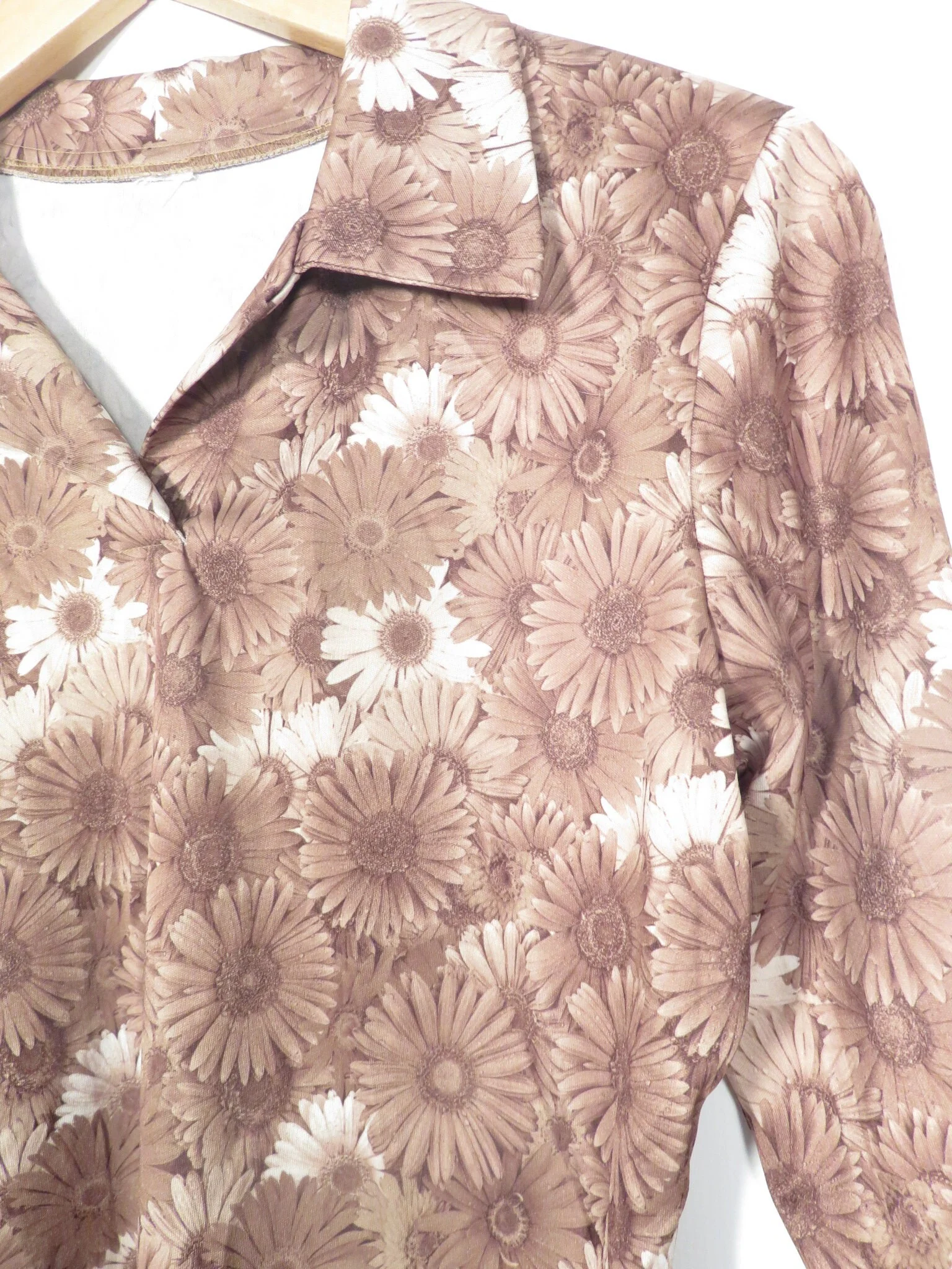 Vintage 90s Does 70s Daisy Print Top Size S - Image 5