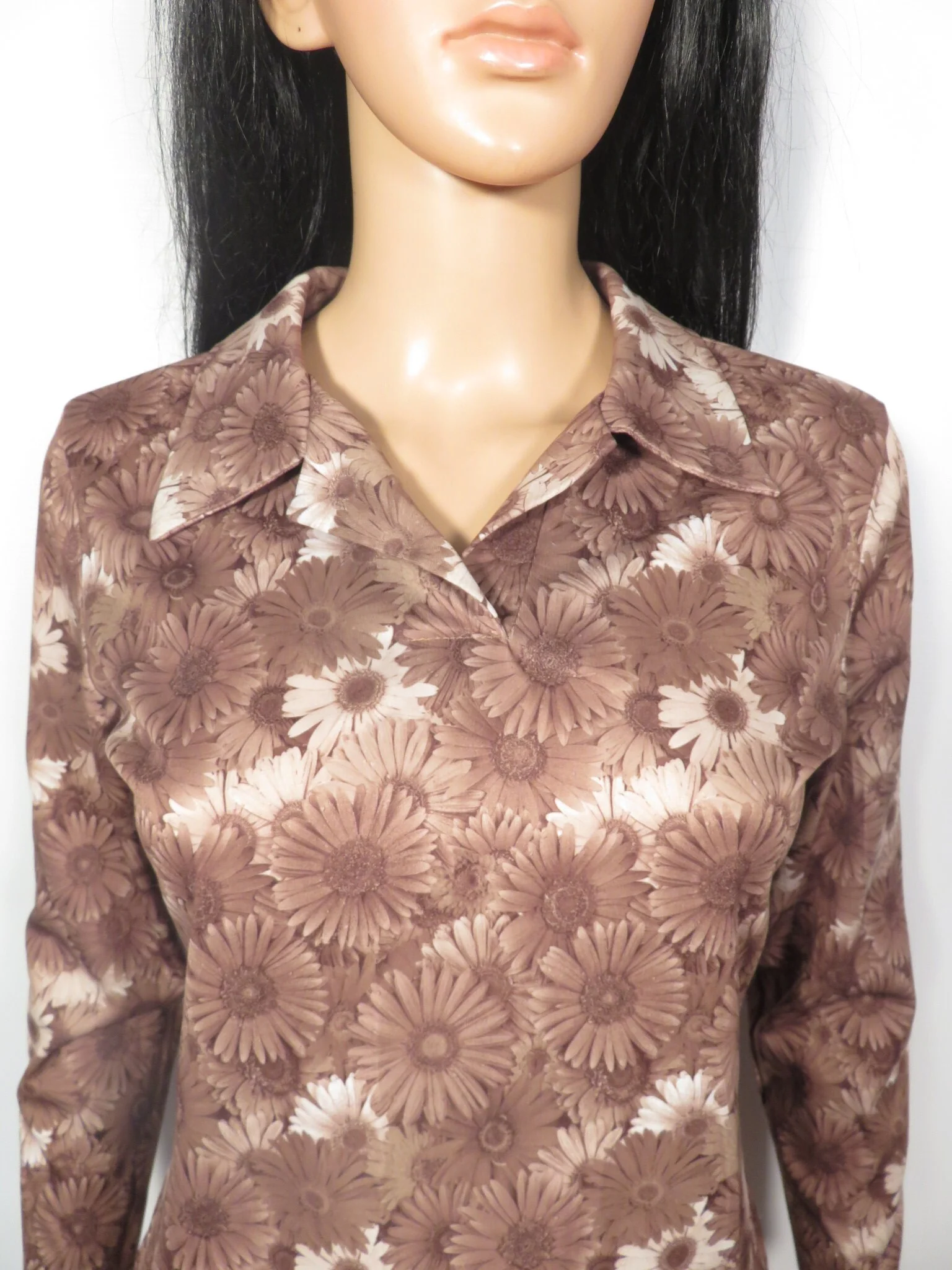 Vintage 90s Does 70s Daisy Print Top Size S - Image 8