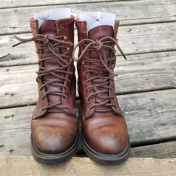 Vintage 90s Double H Western Packer Roper Lacer Steampunk Boots by Double H - Image 4