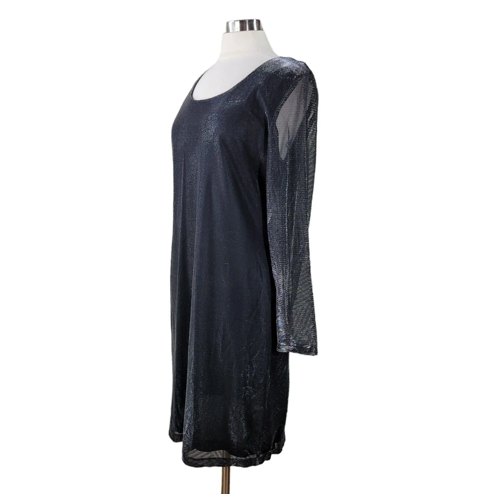 Vintage 90s Dress Size 18 Stretch Event Evening Sexy Liquid Metallic Midi Sexy - Image 7