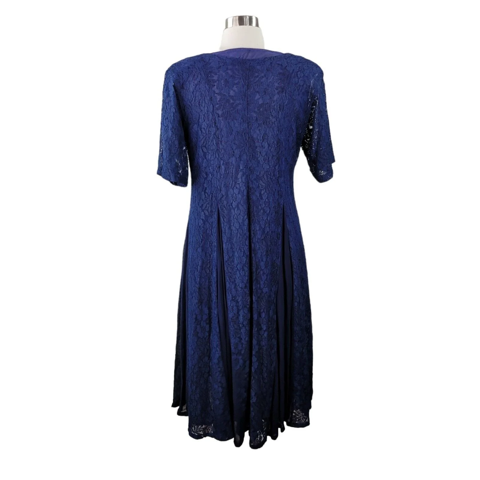 Vintage 90s Dress Size Small Dark Academia Lace Alt Blue Romantic Flare Layered by Nostalgia - Image 2