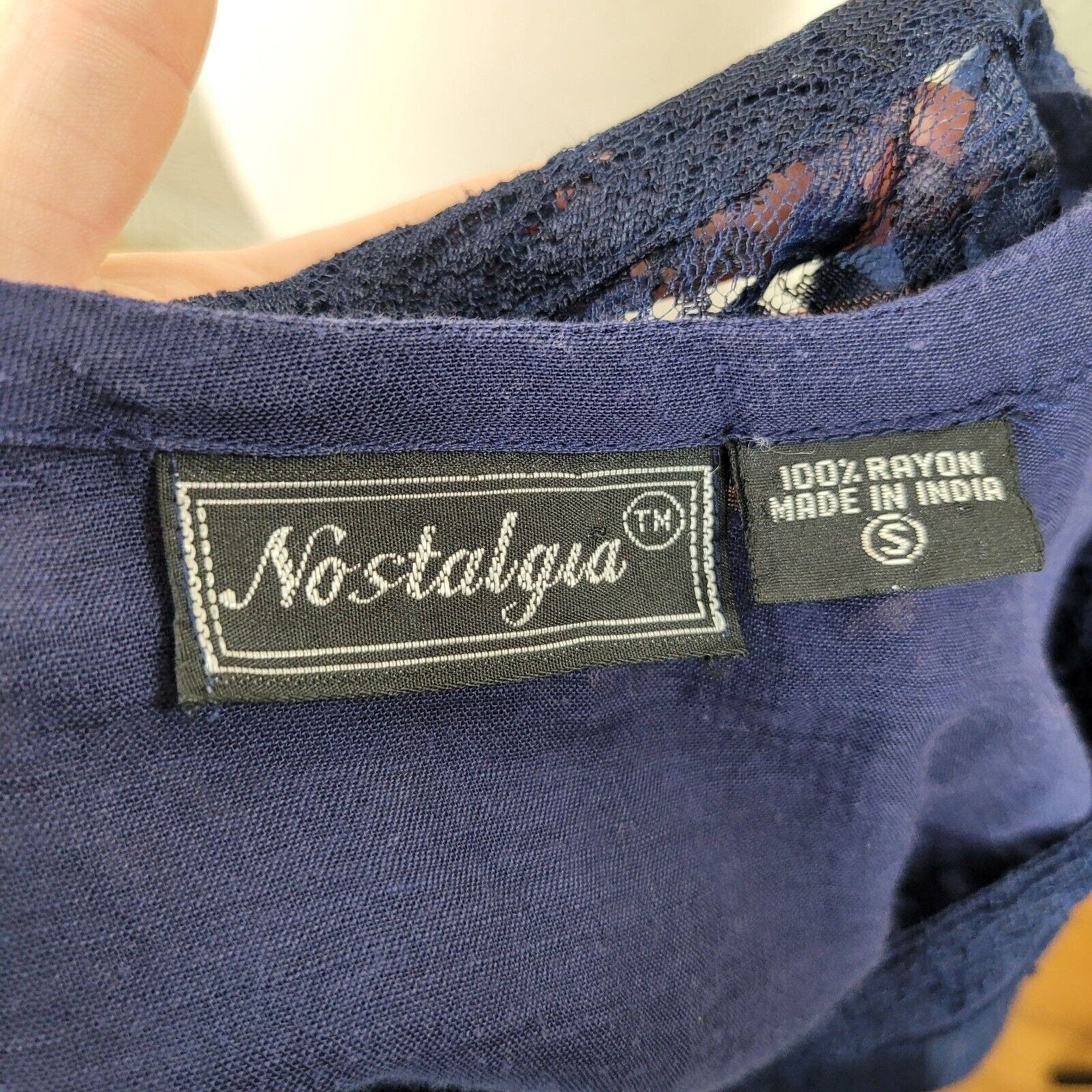 Vintage 90s Dress Size Small Dark Academia Lace Alt Blue Romantic Flare Layered by Nostalgia - Image 8