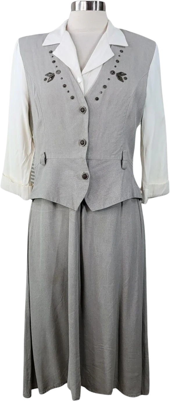 Vintage 90s Dress Vest Size 12 Secretary Career Teacher Layered Embellished