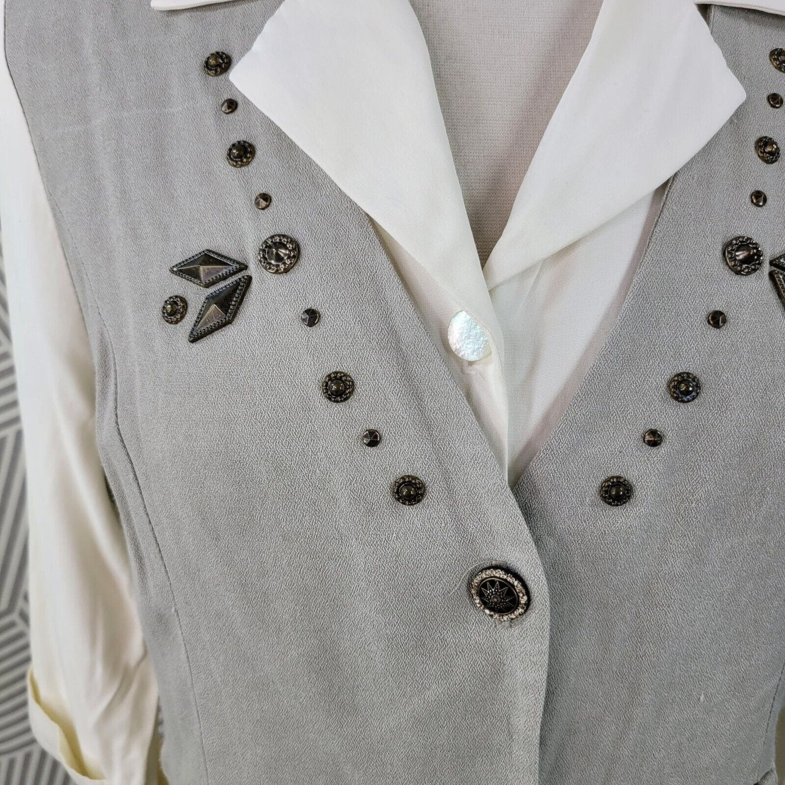 Vintage 90s Dress Vest Size 12 Secretary Career Teacher Layered Embellished - Image 5