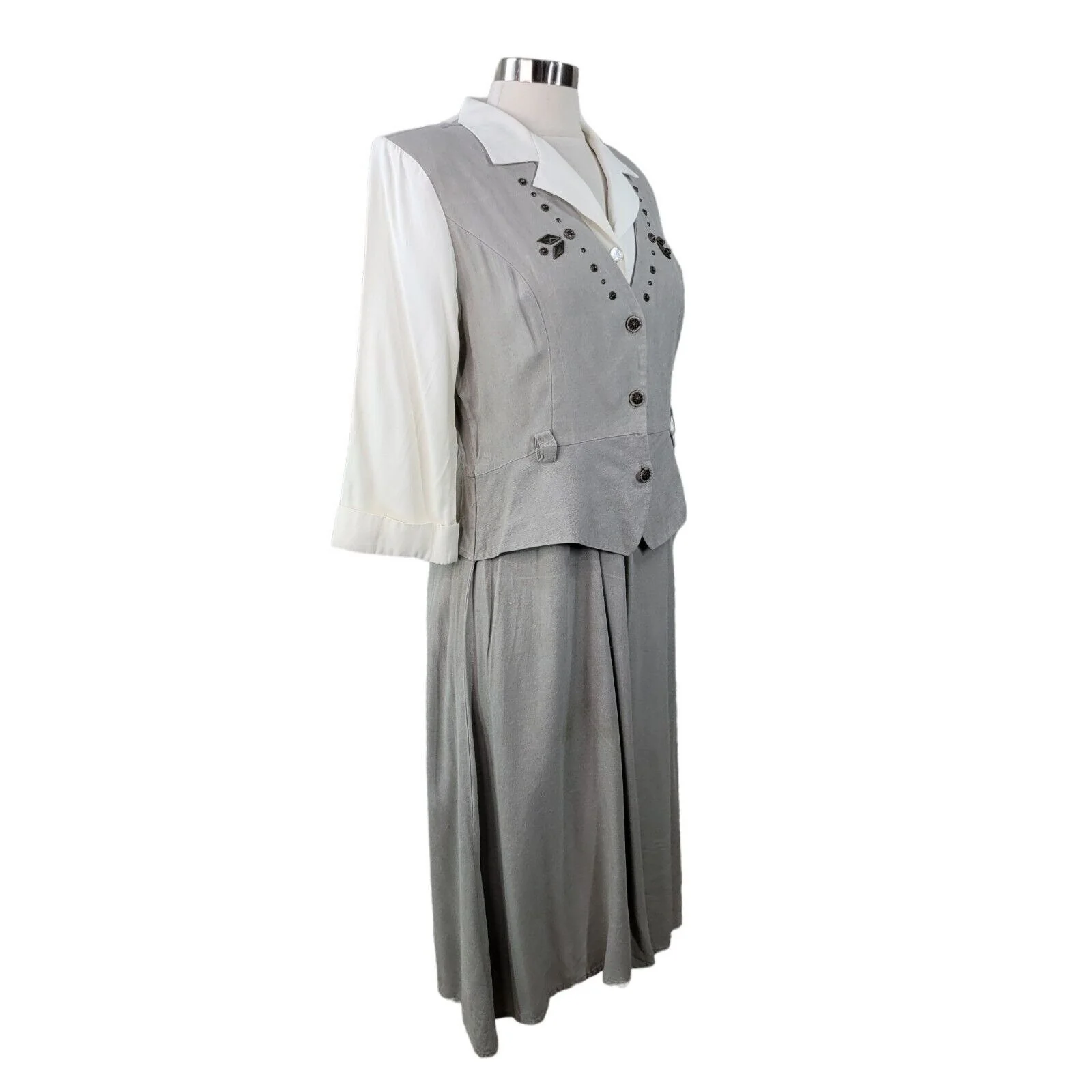 Vintage 90s Dress Vest Size 12 Secretary Career Teacher Layered Embellished - Image 8