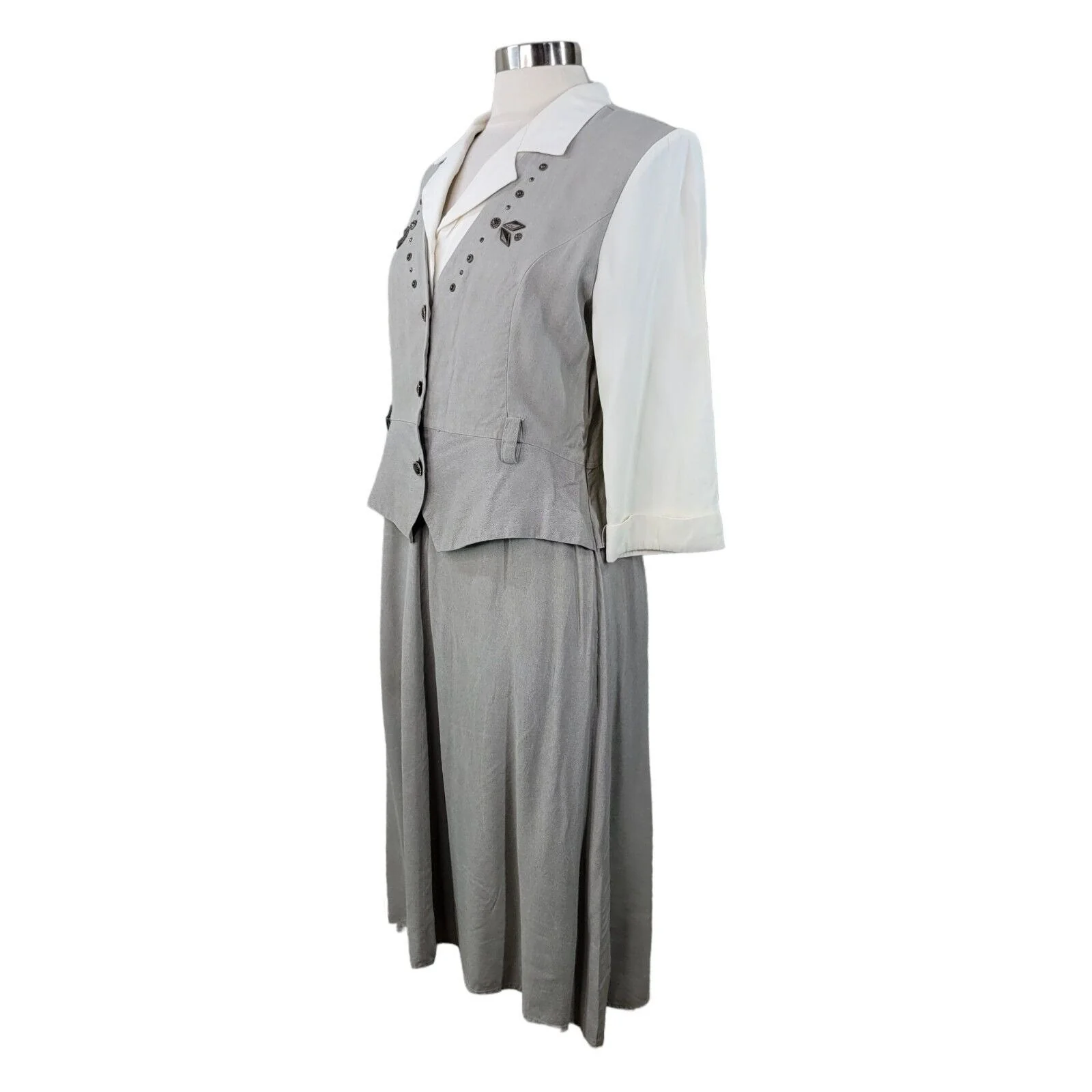 Vintage 90s Dress Vest Size 12 Secretary Career Teacher Layered Embellished - Image 9